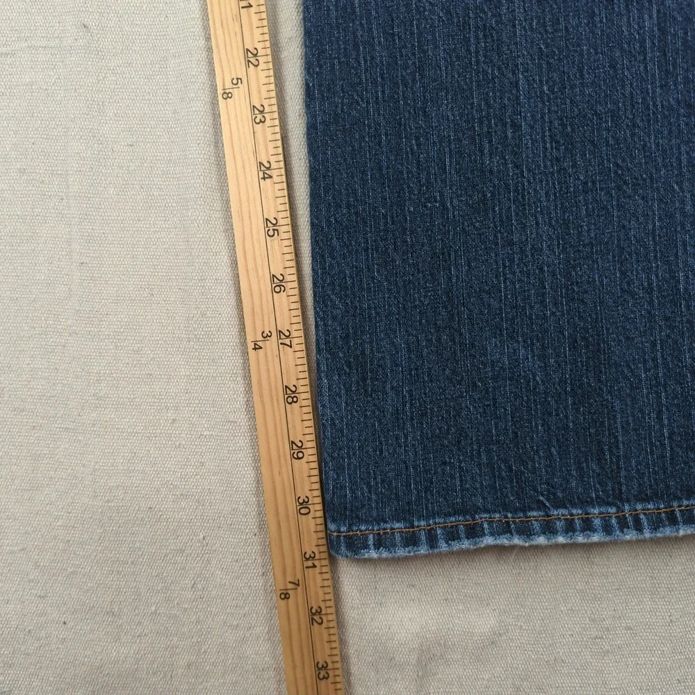 Lucky Brand Jeans Mens 30x31 Blue Slim Boot Cut Buton Fly Western Distressed